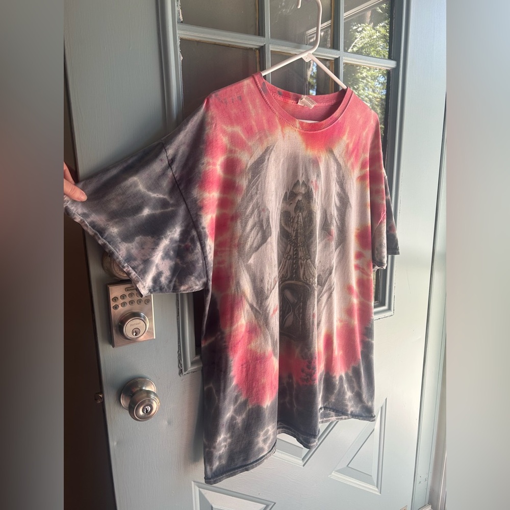 Vintage Y2K Grim Reaper Skull Wing Angel of Death Tie Dye Shirt Art Drawing 2XL - Picture 3 of 11